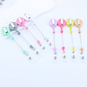 Porte-<span class=keywords><strong>badge</strong></span> rétractable à perles DIY pour infirmière, avec mousqueton, porte-clés, <span class=keywords><strong>cordon</strong></span> de traction, porte-carte transfrontalier, en ABS, plusieurs modèles - Product Image 1
