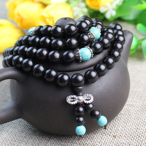 Ebony Buddhist Prayer <b>Beads</b> <b>Bracelet</b> 108 <b>Beads</b> Tassel Design Unisex Jewelry Gift - Product Image 3