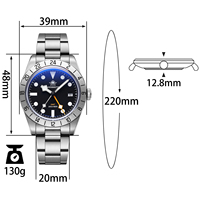 Montre de plongée pour homme avec logo personnalisé, marque privée, 39 mm, 20 ATM, mouvement à quartz suisse, OEM ODM, vente en gros directe d'usine