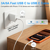Câble de charge USB-C vers USB-C compatible avec les chargeurs Apple iPhone 17/16/15, charge rapide, adapté aux iPhone 17/16 Pro