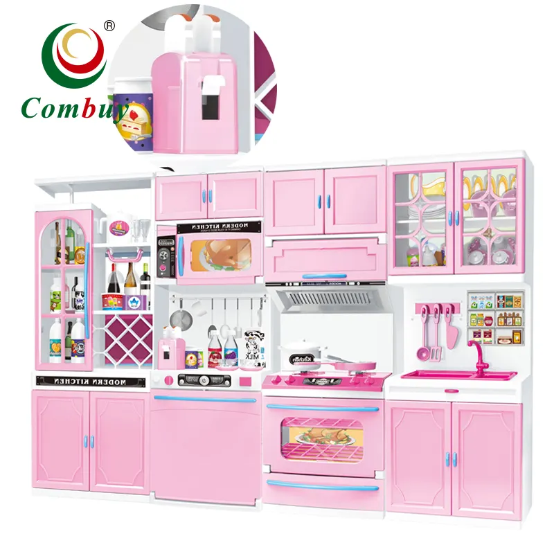 Mini simulation pink kids play toys kitchen for cooking game