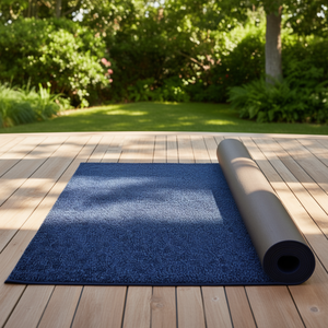 Tappeto da esterno Deep Blue 5,9 piedi x 36 piedi, impermeabile, antiscivolo, per patio, per barche, tinta unita, in polipropilene, rettangolare. - Product Image 2