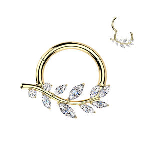 Nouveaux designs Lotus, bijoux de piercing pour l'oreille et le nez en titane, motif feuille et branche de vigne, taille personnalisée, finition polie haute brillance, cadeau - Product Image 5