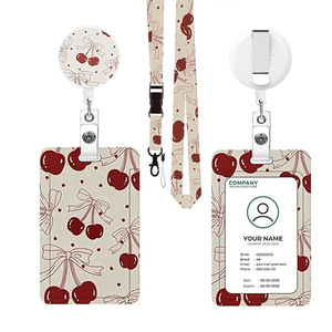 Student <b>ID</b> card/meal card protective cover, ABS retractable <b>ID</b> card, vertical design, double-sided UV printing, embossed gloss, - Product Image 1