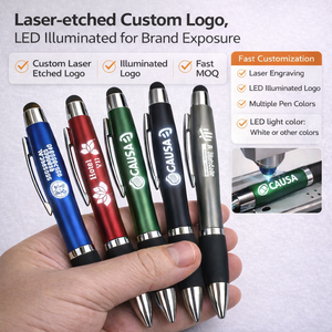 <strong>Promotional</strong> <strong>LED</strong> <strong>Light</strong>-Up Plastic Ballpoint <strong>Pen</strong> <strong>with</strong> Soft Touch Screen Custom Logo UV Printed Portable - Product Image 3