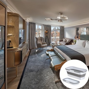 Hình Chữ Nhật Tiện Dụng Giỏ Di Động Gấp Xô Di Động Lớn Gấp Lau Xô Xe Đóng Mở Xô Nhựa Với Bánh Xe - Product Image 3