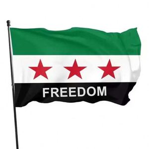 Drapeau de la Révolution syrienne 3x5 pieds, produit promotionnel, livraison rapide en 48h, 100% polyester, œillets en laiton, mât en aluminium, imperméable - Product Image 3