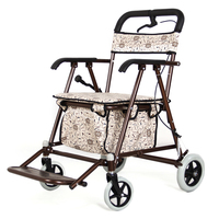 Vente en gros de caddie pliable de haute qualité pour senior avec marchette et dispositif de roulement avec des sièges confortables et un panier