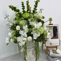 K83 Nouvelle Tendance Bouquet de Fleurs Artificielles Fait Main Blanc et Vert pour Mariage, Composition de Calla, Rose et Hortensia, Boule de Fleurs de 60cm