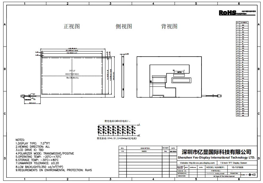 800*480 40 Pin Rgb Interface 7 Inch Ips Lcd Met Optionele Capacitieve Touchscreen