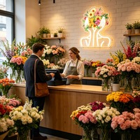 Vase à fleurs décoratif avec enseigne néon LED, décoration murale néon pour fleuriste et maison bohème