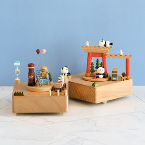 Buche Holz Uhrwerk Musikspiel zeug <span class=keywords><strong>Box</strong></span> Tier Spieluhren mit kostenlosem benutzer definierten Logo - Product Image 1
