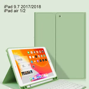 Casing Kulit Keyboard 2017 iPad 2018, Casing Penutup Kulit Keyboard Nirkabel Dapat Dilepas untuk Apple iPad 9.7 Baru