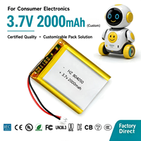 Batterie lithium-ion 8040-50 personnalisable haute capacité 2000 mAh, 3,7 volts, à cycle long, idéale pour l'électronique grand public et les robots jouets