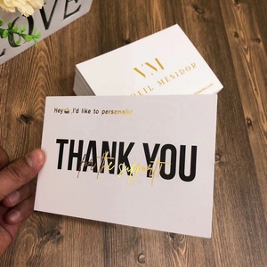 Logo personalizzato di lusso in lamina d'oro bianco grazie mille carte di stampa con logo - Product Image 1