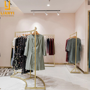 ชั้นโลหะสำหรับโชว์เสื้อผ้าแฟชั่นสำหรับผู้หญิงสีทอง - Product Image 5