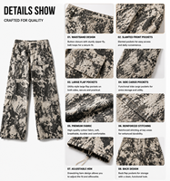 Pantalon cargo streetwear hip-hop personnalisé pour homme, coupe droite mi-longue, imprimé éclaboussures d'encre, polyester et nylon, jambe large, multi-poches, style baggy