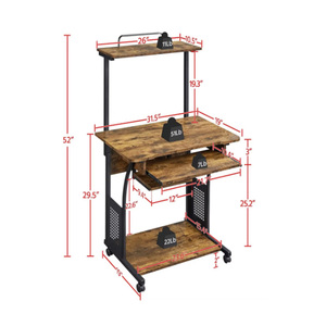 <span class=keywords><strong>Bureau</strong></span> d'ordinateur roulant moderne à 3 niveaux avec <span class=keywords><strong>plateau</strong></span> pour clavier et étagère pour imprimante <span class=keywords><strong>Bureau</strong></span> d'ordinateur mobile pour <span class=keywords><strong>bureau</strong></span> à domicile - Product Image 3