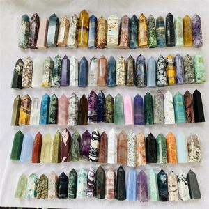 Torre de cuarzo de cristal verde tallado a mano Natural, Varita de puntos de <span class=keywords><strong>Esmeralda</strong></span> para decoración de regalo, venta al por mayor - Product Image 6