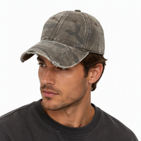 Gorra de béisbol vintage de sarga curvada de 6 paneles al por mayor con logotipo bordado personalizado, de algodón lavado, ajustable para deportes al aire libre