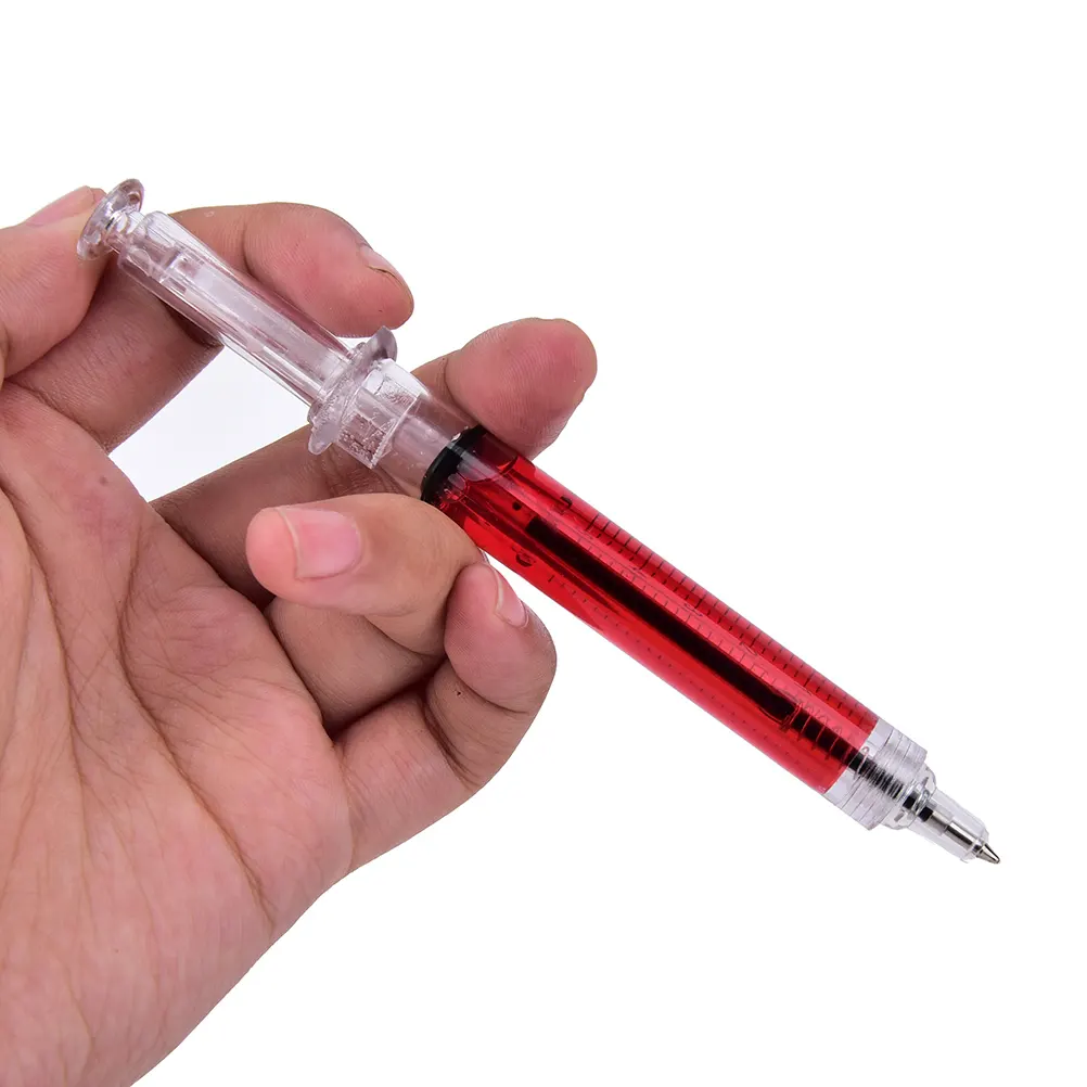 Penne a iniezione promozionali novità design 0.7/0.5mm tipo a clic penna meccanica a siringa economica in plastica