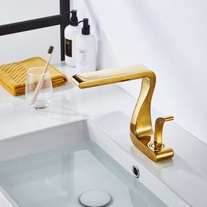 Rubinetto per lavabo Shanxi in rame massiccio, caldo e freddo, dorato, lusso leggero, artistico e creativo, per mobile <span class=keywords><strong>bagno</strong></span> domestico - Product Image 5