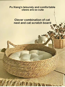 Nettes Home Woven Cat Nest Abnehmbares wasch bares Watte pad Großhandel Haustier bett mit Wärme Wicker Nest - Product Image 2