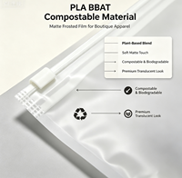 Emballage de vêtements de boutique haut de gamme, logo personnalisé, sac coulissant transparent en PLA PBAT compostable et biodégradable, haute résistance