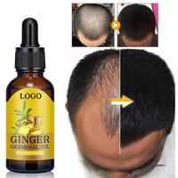 Huile de gingembre pour la croissance des cheveux Sérum de croissance des cheveux à la biotine Huile essentielle de gingembre 100% pure et naturelle Favorise la croissance de cheveux plus forts, plus épais et plus longs