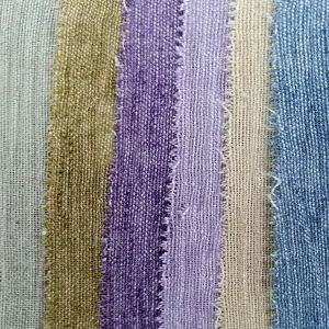 2024 telas de mezcla de chambray teñidas con hilo arrugado telas de mezcla de lino múltiples opciones de fábrica
