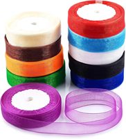 Ruban en organza de 25 yards, ruban en mousseline champagne, ruban brillant transparent pour emballer des cadeaux, pour les bouquets de fleurs d'anniversaire, décoration