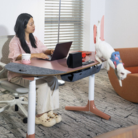 UISpair Panneau électrique intelligent moderne réglable en hauteur Bureau à domicile Bureau importé double moteur debout alternant bois de manguier