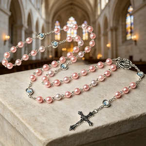 Rosario católico religioso grande, elegante y hermoso, de lujo, con accesorios de acrílico de colores y San Benito. - Product Image 4