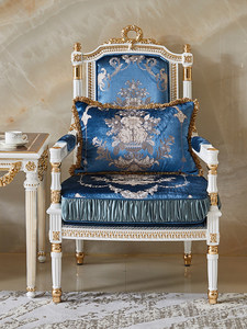 <span class=keywords><strong>Canapé</strong></span> une place en bois massif français sculpté à la main avec feuille d'or et tissu artisanal, garnissage en éponge, meuble <span class=keywords><strong>de</strong></span> salon <span class=keywords><strong>de</strong></span> luxe mobile - Product Image 5