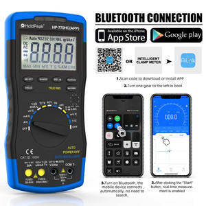 Multimètre numérique Holdpeak Hp-770hc-app avec True RMS, plage automatique et écran LCD, connectivité d'application - Product Image 4