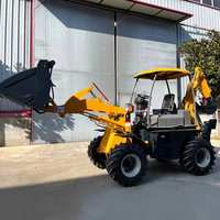 Kleiner Mini TLB-Baggerlader-Traktor mit Frontlader und Heckbagger