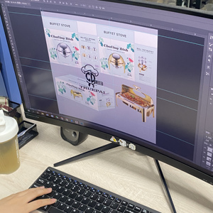 Otel partisi gıda ısıtıcısı tepsi yakıt alkol 9L kapasiteli yuvarlak şekil paslanmaz çelik reşo çanak büfe isıtıcı seti - Product Image 6