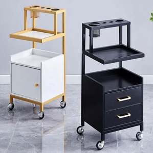 Mesa de herramientas de barbería de acero inoxidable, estante especial de peluquería con espejo de suelo de peluquería, gabinete nuevo - Product Image 4