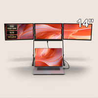 Moniteur triple écran TriCreate Lite 14 pouces, extension d'écran quadruple, connexion IPS Type-C, support pliable pour ordinateur portable, pliable