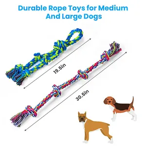 Commercio all'ingrosso Pet Interactive Tug War Game Toys Squeaky Puppy dentizione giocattoli da masticare corda di cotone per uso alimentare Pet tug-of-war Toys