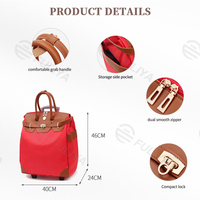 FULIYA Nouveau design vintage Sac à roulettes portable imperméable Grande capacité Sac de voyage Sac de voyage à roulettes