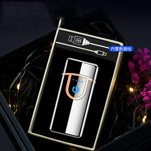 Nouveau briquet à gaz électrique rechargeable à double usage, double feu bleu flamme double coup droit coupe-vent allume-cigare - Product Image 4