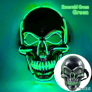 Masque de fête LED lumineux pour Halloween, Noël, anniversaire, avec inscription noire, en PVC, écologique, réutilisable, masque facial d'<span class=keywords><strong>horreur</strong></span> rechargeable - Product Image 2