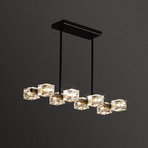 SIMIG Modern Crystal Chandelier Black Gold Pendant <strong>Fixture</strong> Adjustable Height Hanging Ceiling <strong>Light</strong> for Dining Room Kitchen - Product Image 2