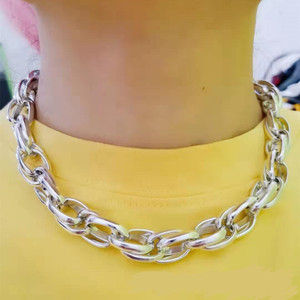 European American Punk Retro Chunky Chain <b>Choker</b> Geometric Necklace For Women Party Zinc Alloy Gold <b>Silver</b> Color Yiwu Origin - Product Image 1