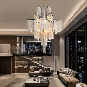 Lustre Moderne en Argent, Luminaire Suspendu Contemporain en <span class=keywords><strong>Métal</strong></span> pour Îlot de Cuisine, Salle à Manger, Salon, Hôtel, Vente en Gros, Usine OEM - Product Image 4