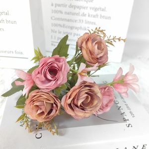 Bouquet de roses artificielles SEASON, <span class=keywords><strong>petit</strong></span>, 5 têtes, fleurs en soie, pour décoration de mariage et de la maison, bouquet de mariée - Product Image 4