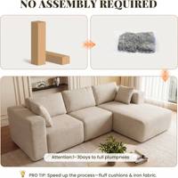 Canapés modulaires VANBOW Cloud sans structure pour salon, canapé en forme de L avec assise profonde et chaise longue surdimensionnée orientée vers la droite