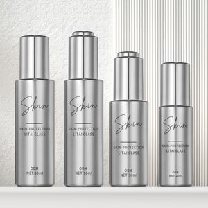 30ml 50ml Emballage Cosmétique Épaule Plate Clair Bleu Rose <span class=keywords><strong>Barbe</strong></span> Cheveux Huile Essentielle Sérum Flacon compte-gouttes en verre avec <span class=keywords><strong>bouton</strong></span> poussoir - Product Image 6