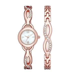 Luxury Design Ladies Casual Stainless Steel Leather Fashion <strong>Watch</strong> Bracelet <strong>Set</strong> Two Tone Waterproof <strong>Women's</strong> <strong>Watch</strong> - Product Image 3